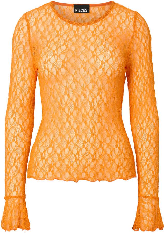 PIECES kanten gebloemde top oranje - Foto 2