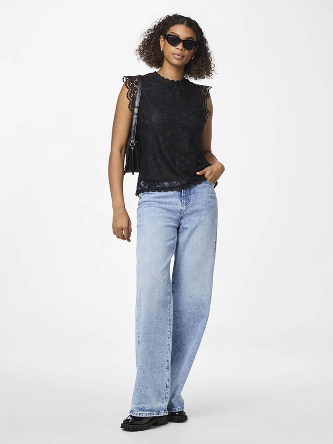 Pieces Shaped fit blousetop met kant model 'OLLINE'