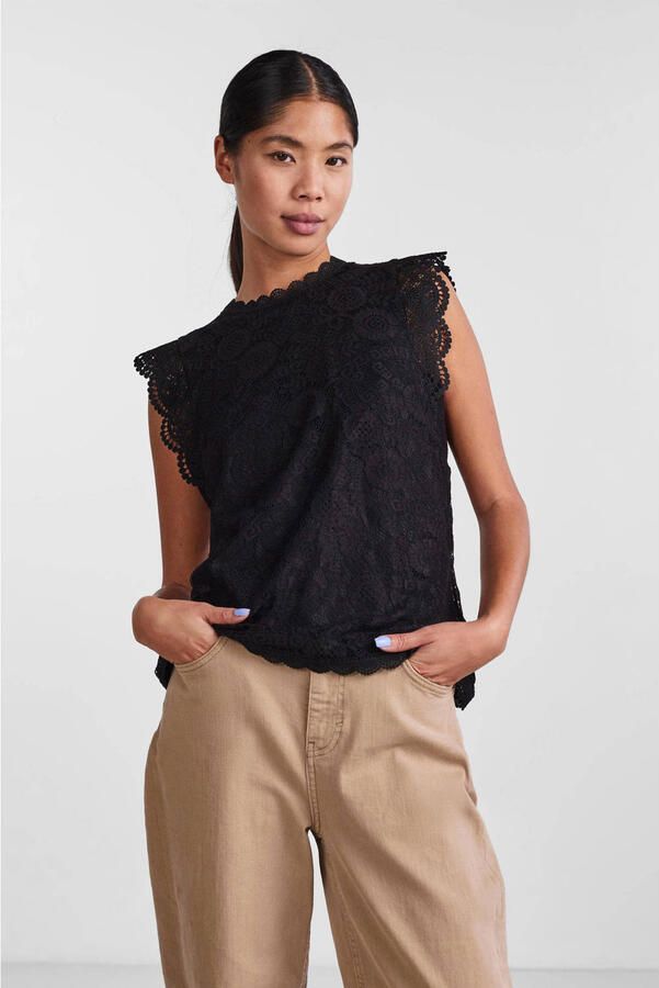 Pieces Shaped fit blousetop met kant model 'OLLINE' - Foto 3