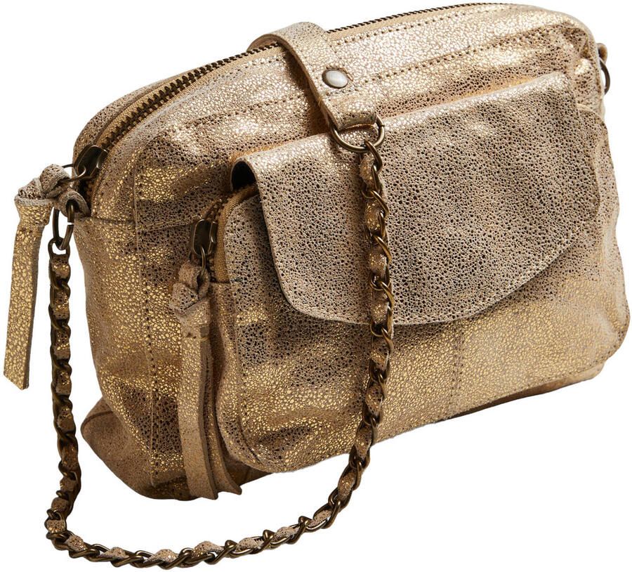 PIECES leren crossbody tas PCNAINA goud