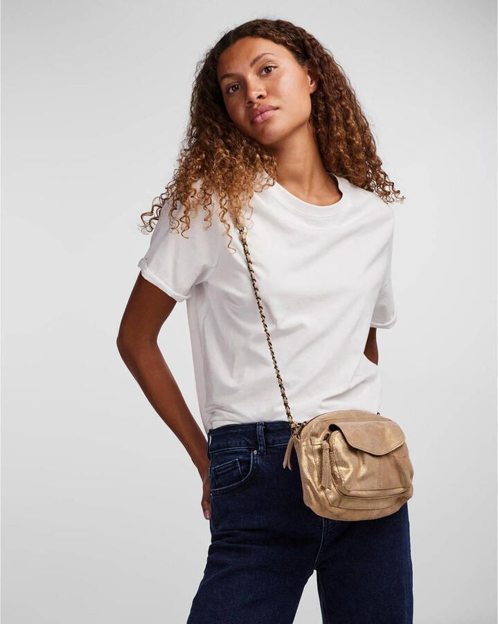 PIECES leren crossbody tas PCNAINA goud