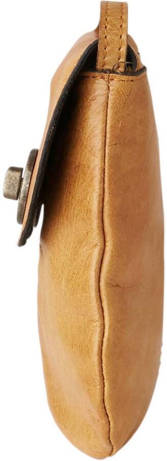 Pieces klein cognac bruin leren tasje 15 bij 18 cm