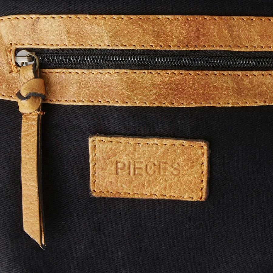 Pieces klein cognac bruin leren tasje 15 bij 18 cm - Foto 2