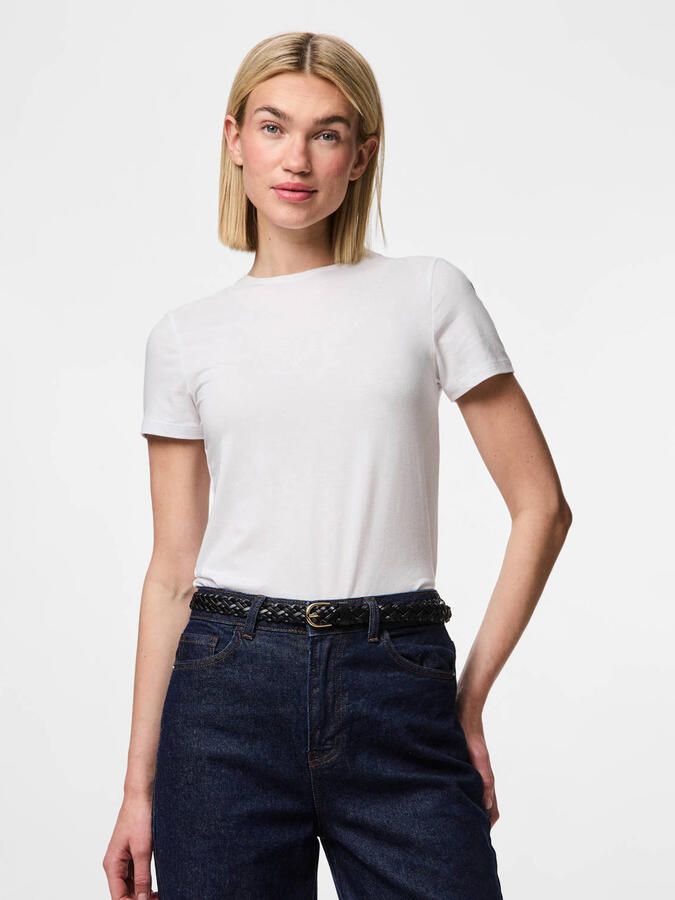 PIECES leren riem PCAVERY zwart
