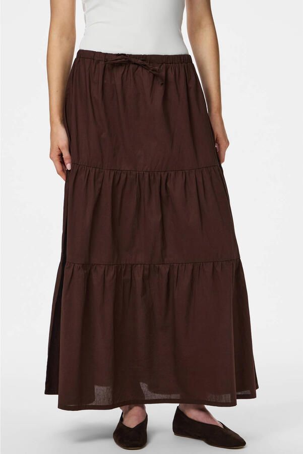 PIECES maxi rok bruin
