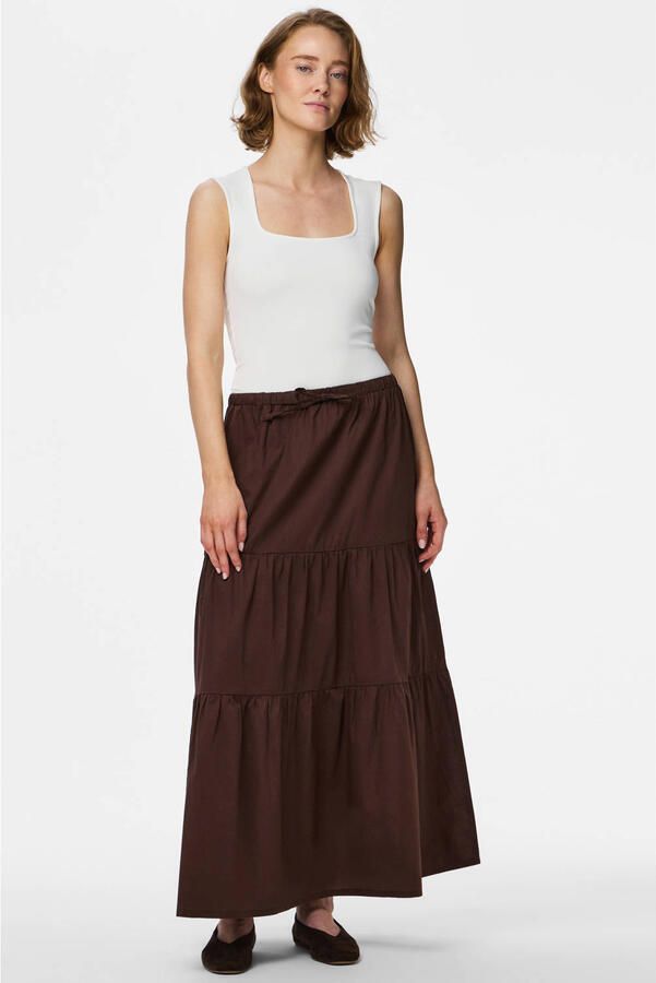 PIECES maxi rok bruin - Foto 3