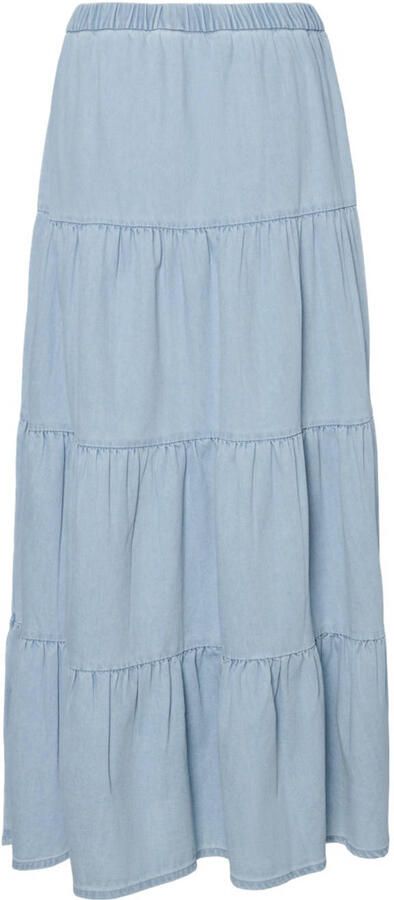 Pieces Maxi-jeansrok van katoenmix model 'TULA'