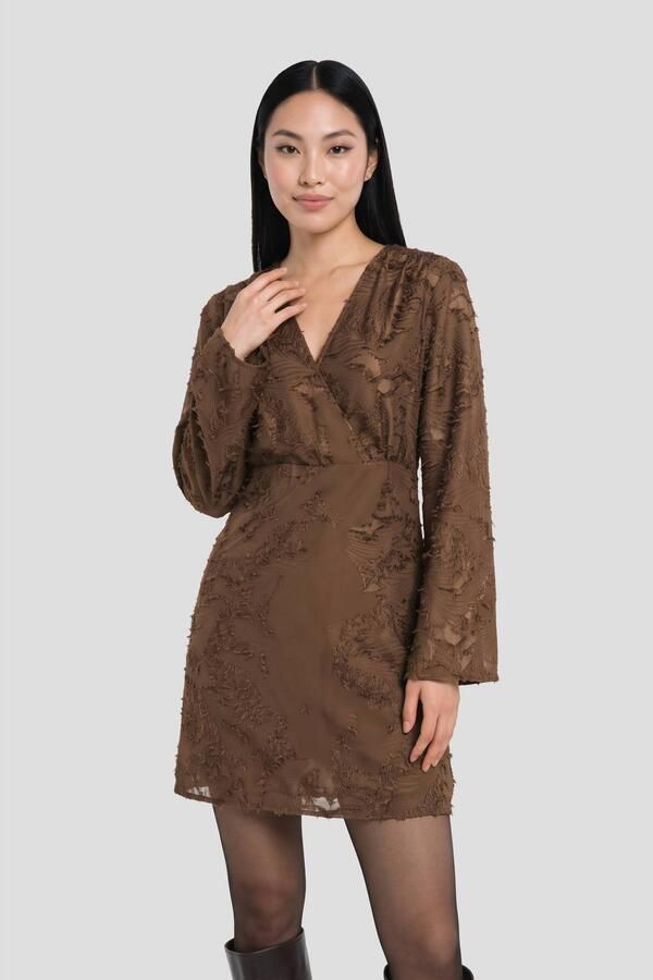 PIECES mini jurk bruin