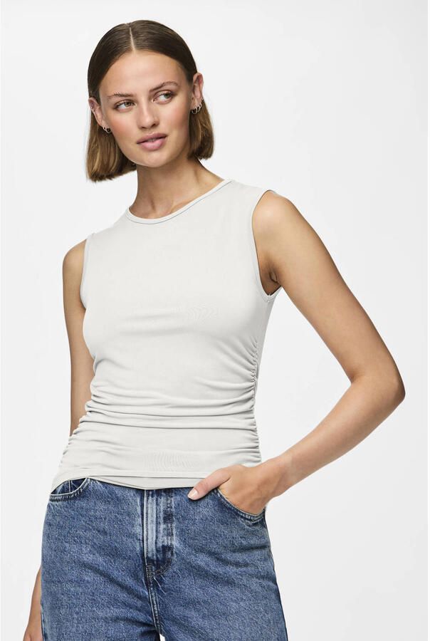Pieces Slim fit top met plooien opzij model 'MADISON'