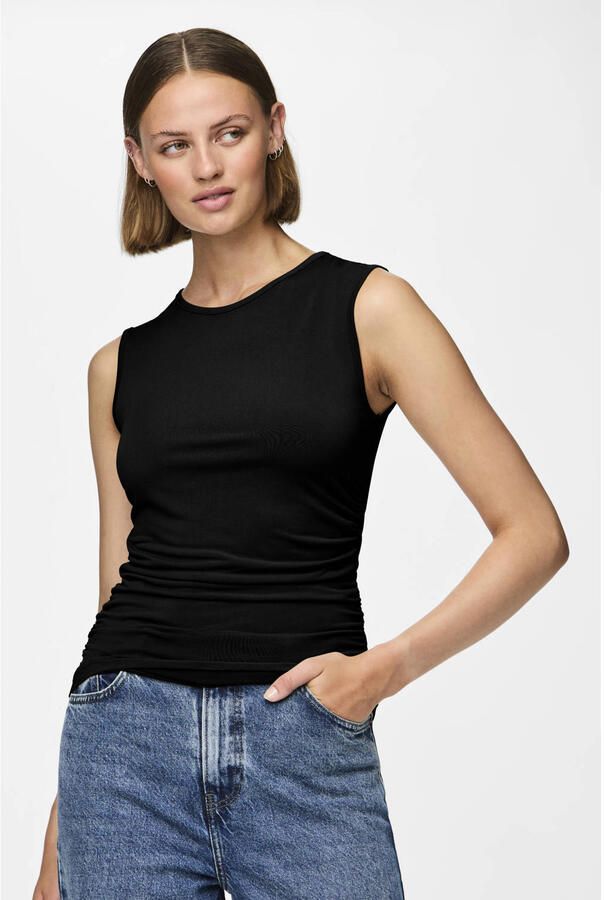 Pieces Slim fit top met plooien opzij model 'MADISON'