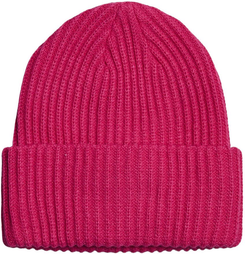 Pieces Beanie van ribtricot met omslag model 'HEXO'