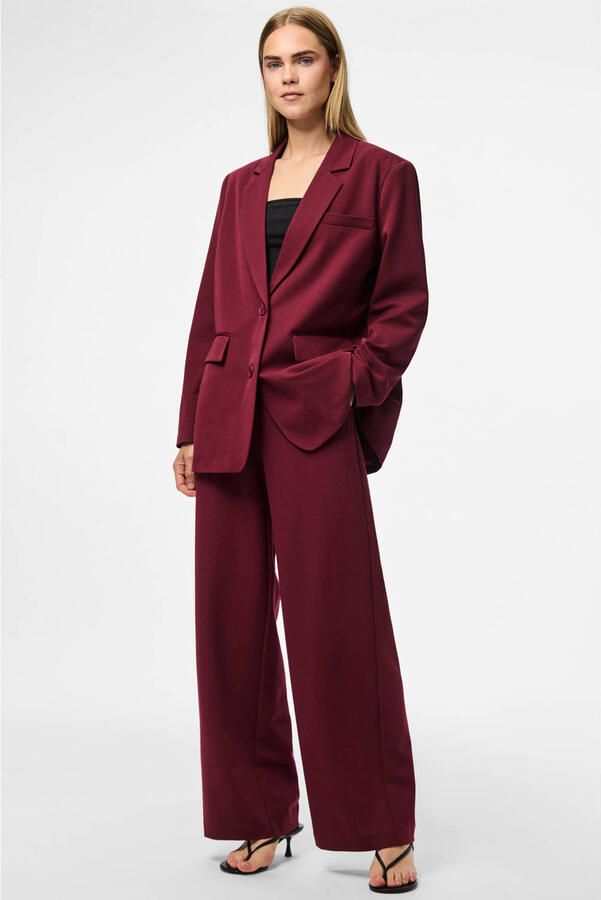 PIECES oversized blazer donkerrood - Foto 3