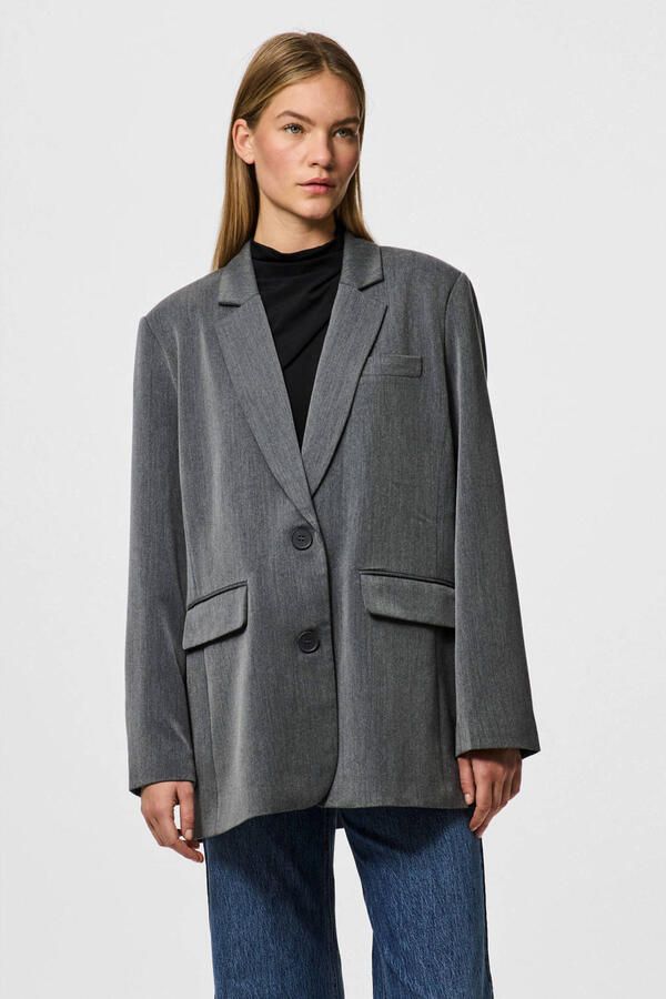 PIECES oversized blazer PCKAMIL grijs