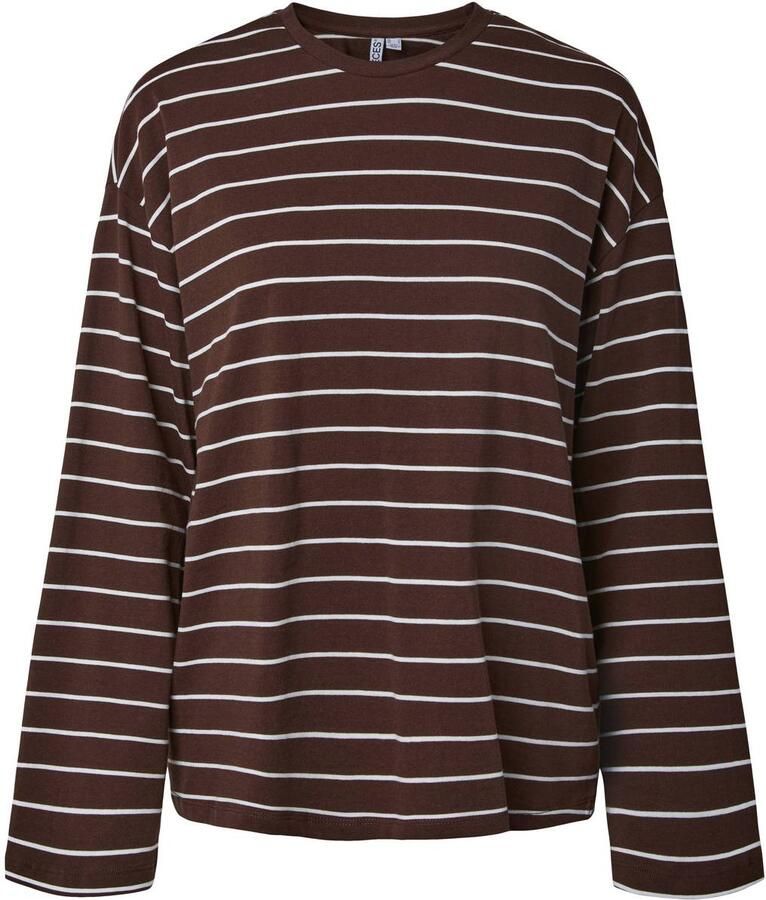 PIECES oversized gestreepte longsleeve donkerbruin - Foto 2