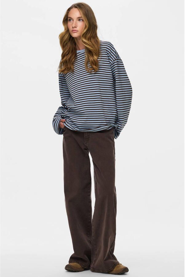 PIECES oversized gestreepte longsleeve lichtblauw