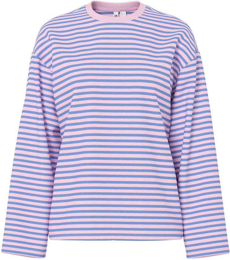 PIECES oversized gestreepte longsleeve lichtroze