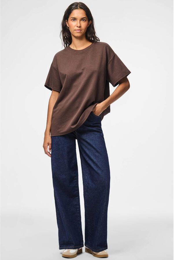 PIECES oversized T-shirt donkerbruin - Foto 3