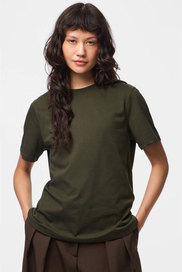 PIECES oversized T-shirt donkergroen