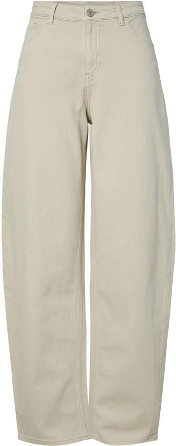 PIECES PCGRACE MW BARREL ANK JEAN barrel jeans beige