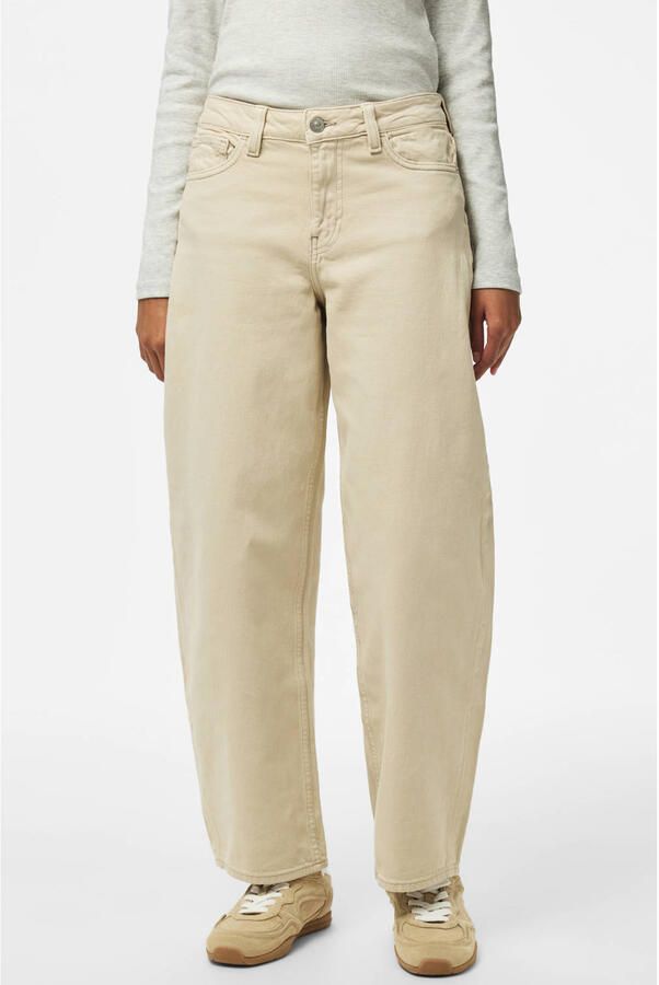 PIECES PCGRACE MW BARREL ANK JEAN barrel jeans beige