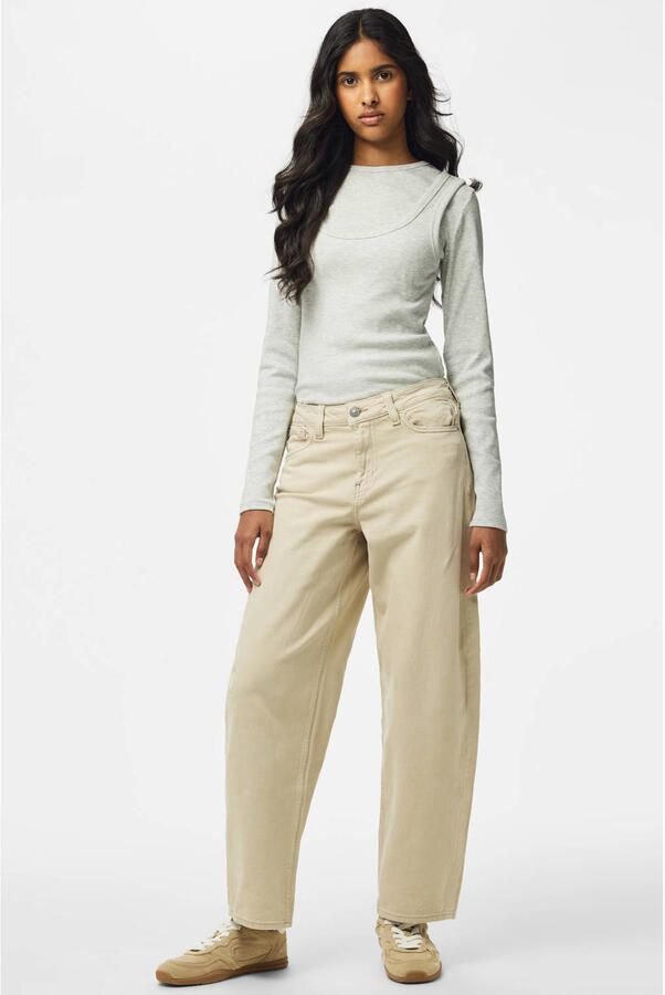 PIECES PCGRACE MW BARREL ANK JEAN barrel jeans beige - Foto 3