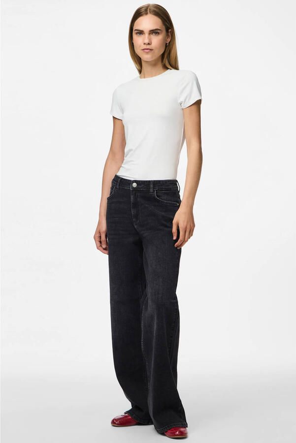 PIECES Pcsilke Mw Wide Jeans Bl Noos Bc jeans zwart - Foto 2