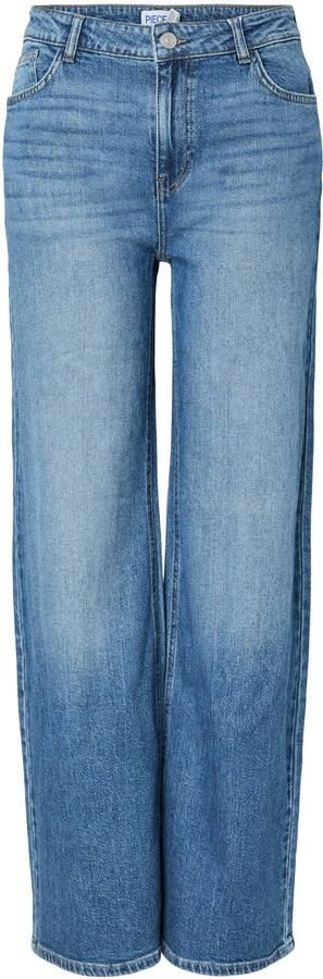 PIECES Pcsilke Mw Wide Jeans Mb Noos wide leg jeans blauw