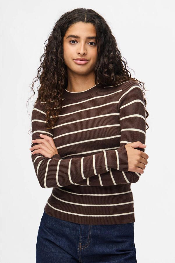 PIECES pullover trui bruin