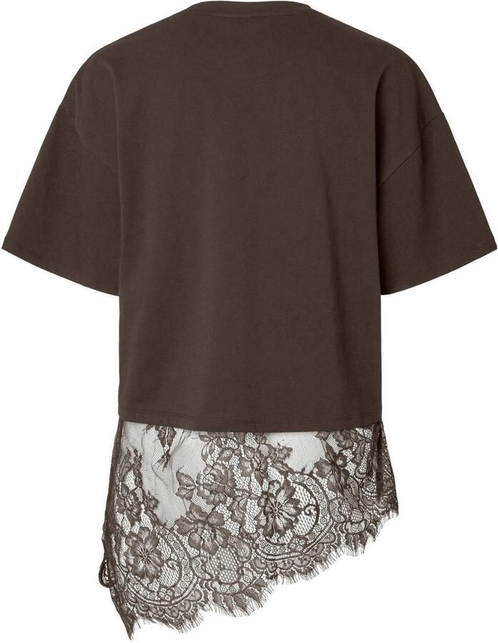 PIECES rechtvallend T-shirt donkerbruin