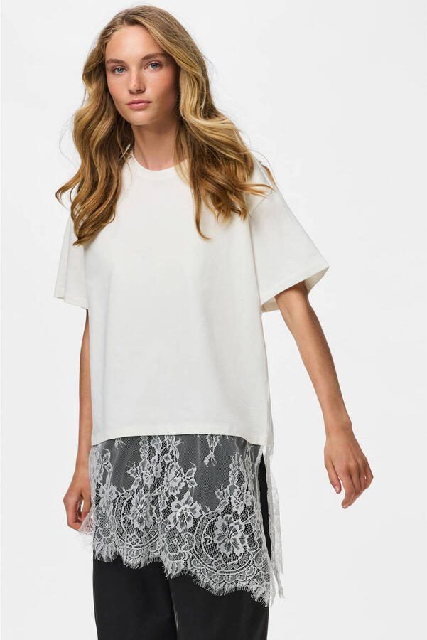 PIECES rechtvallend T-shirt ecru
