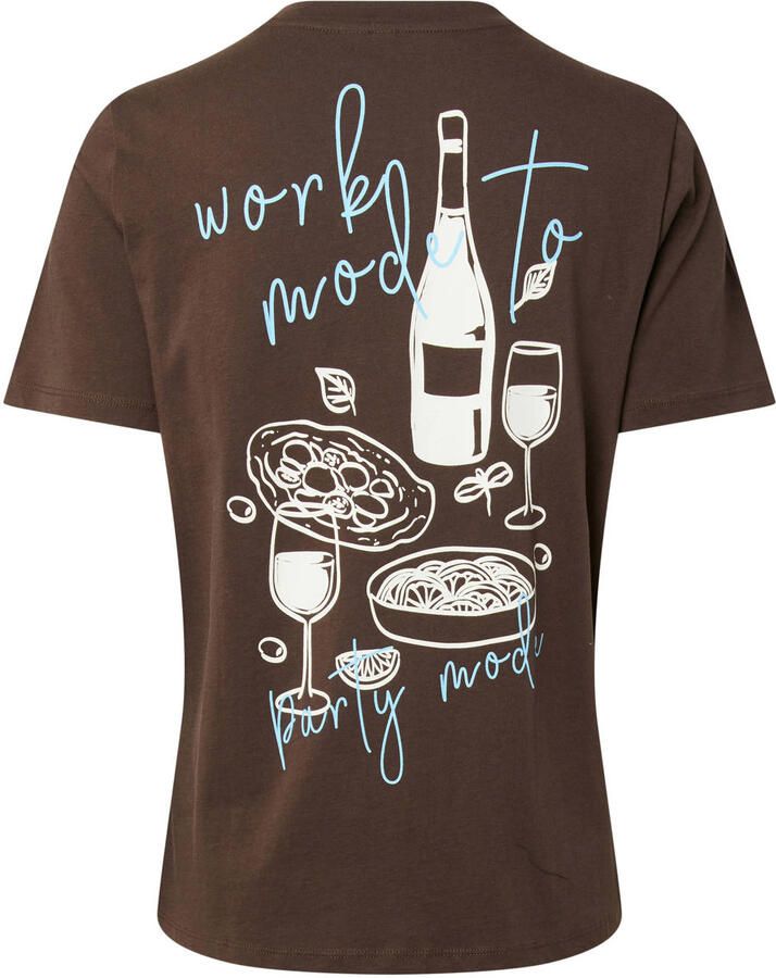PIECES rechtvallend T-shirt met backprint donkerbruin - Foto 2
