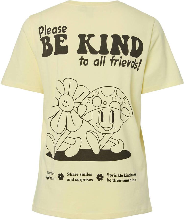 PIECES rechtvallend T-shirt met backprint lichtgeel - Foto 2