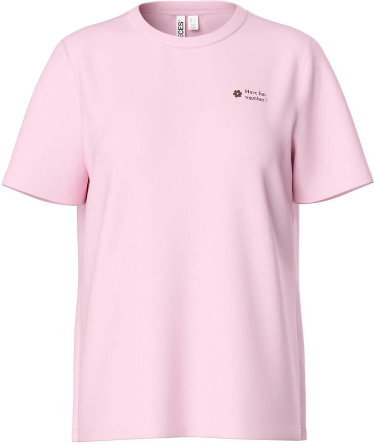 PIECES rechtvallend T-shirt met backprint lichtroze