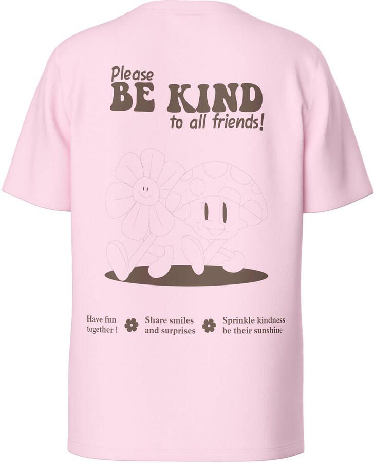 PIECES rechtvallend T-shirt met backprint lichtroze - Foto 2