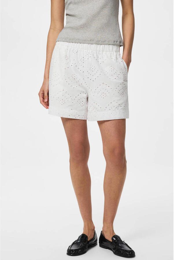 Pieces Regular fit korte broek van puur katoen model 'VILDE - Foto 2