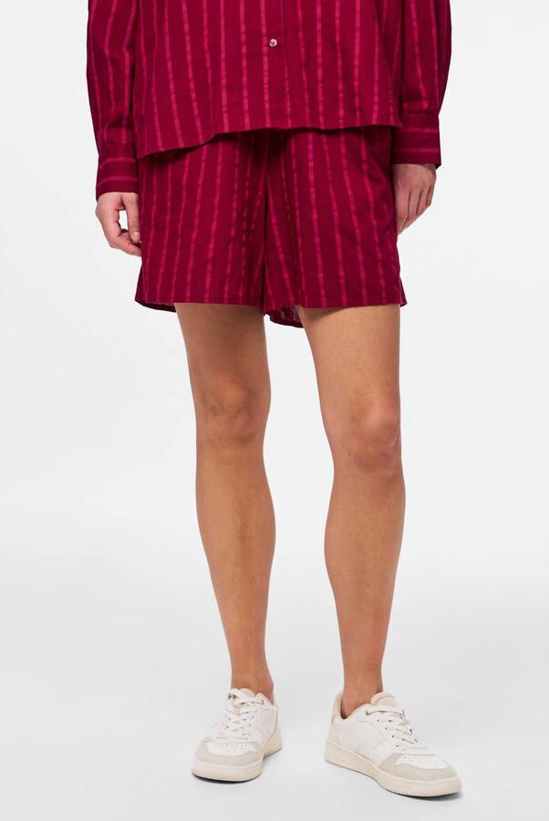 PIECES regular waist gestreepte casual short rood - Foto 3