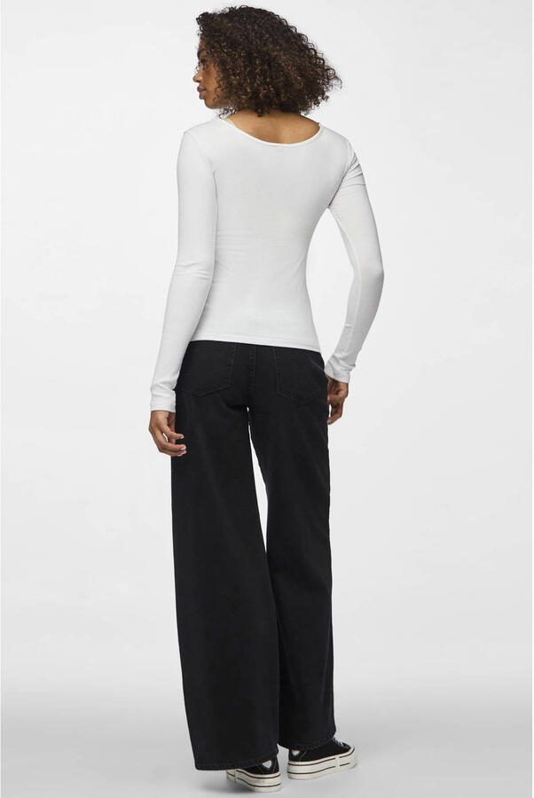 Pieces Witte T-shirt met Lange Mouwen voor Vrouwen White Dames - Foto 3