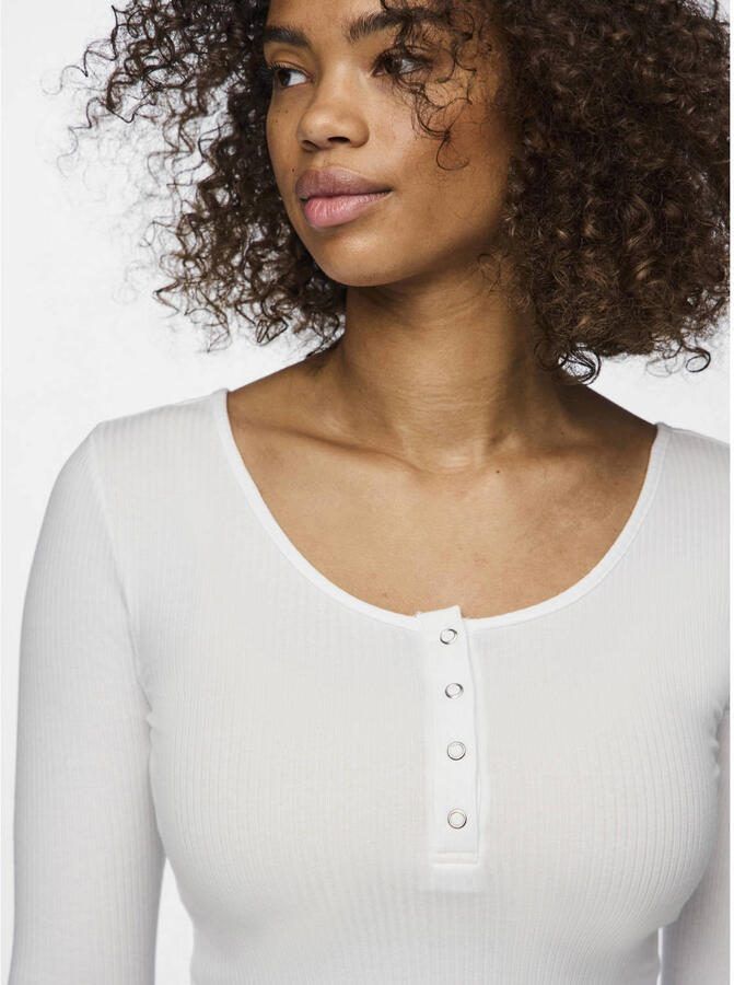 Pieces Witte T-shirt met Lange Mouwen voor Vrouwen White Dames - Foto 2