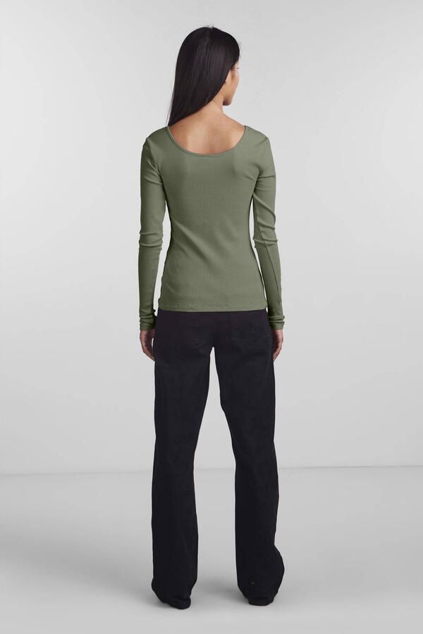 Pieces Groene T-shirt met lange mouwen voor vrouwen Green Dames - Foto 2