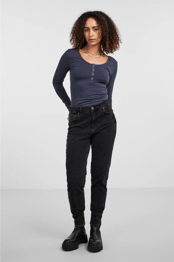 Pieces Slim fit shirt met lange mouwen van katoenmix model 'KITTE' - Foto 2