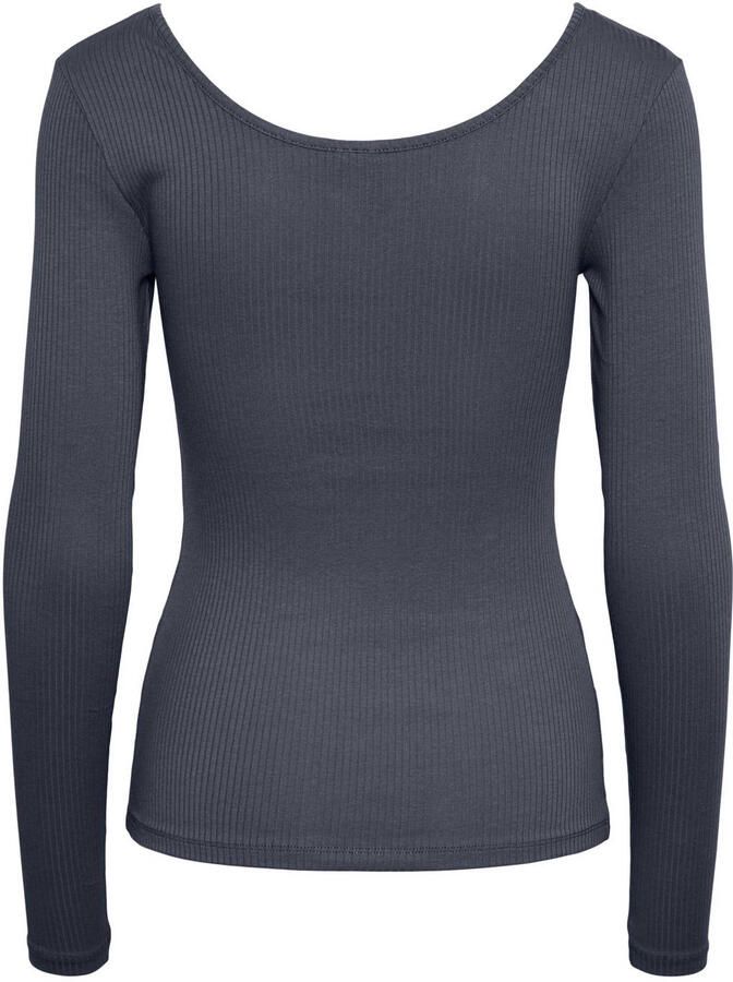 Pieces Slim fit shirt met lange mouwen van katoenmix model 'KITTE'