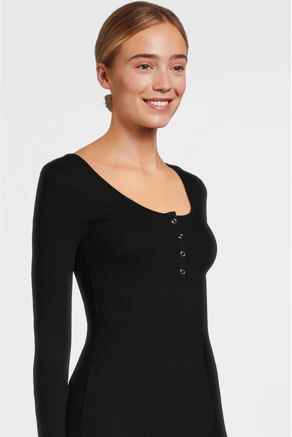 Pieces Zwarte Ronde Hals Lange Mouw T-shirt Black Dames - Foto 3