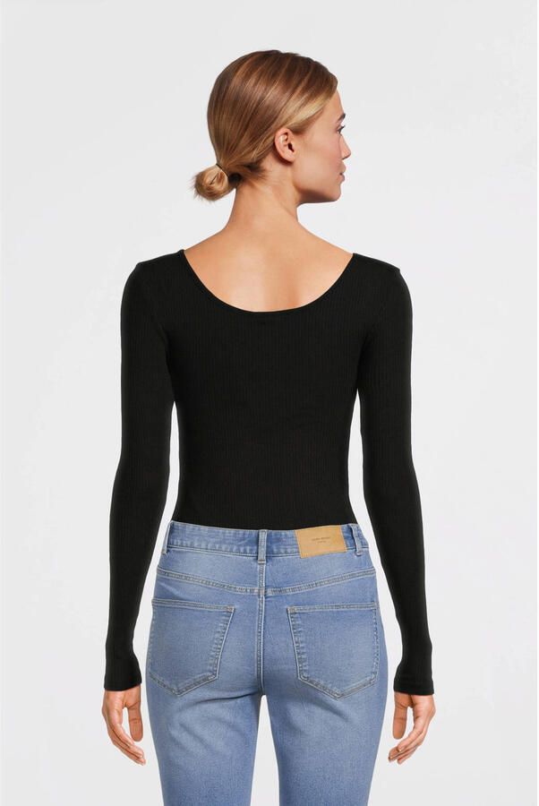 Pieces Zwarte Ronde Hals Lange Mouw T-shirt Black Dames - Foto 2