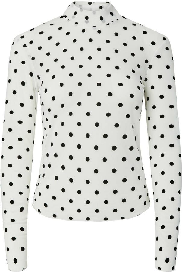 PIECES semi-transparante top met stippen ecru