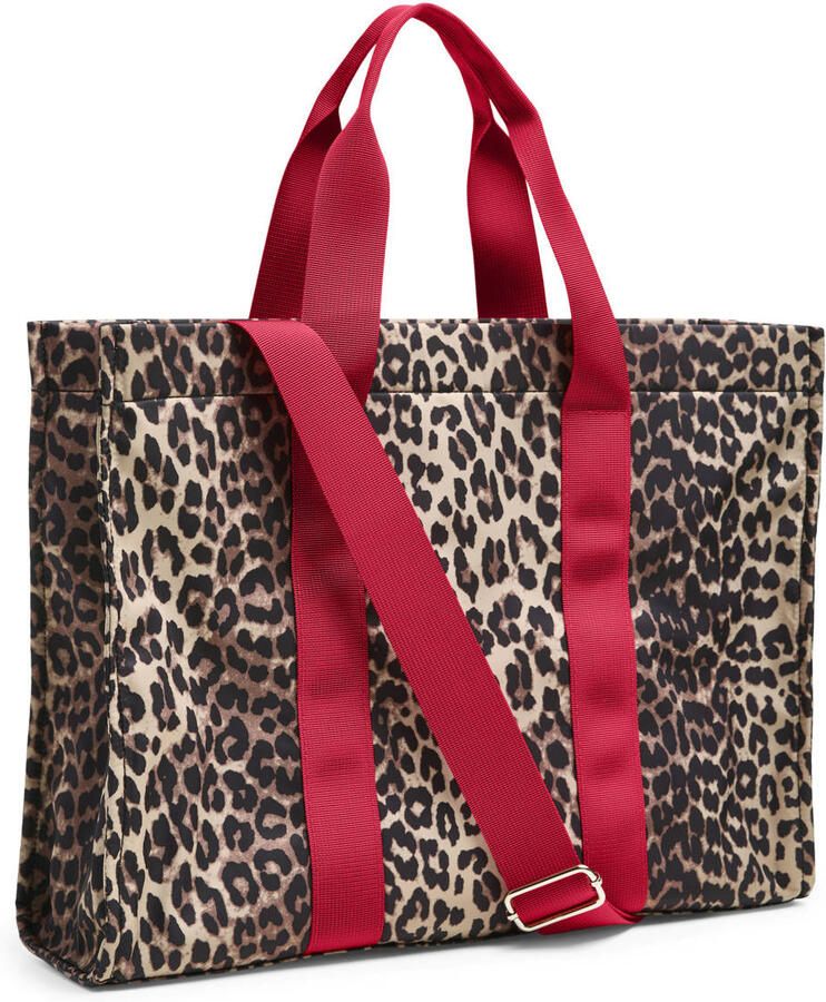 PIECES shopper PCSARAH met panterprint bruin rood