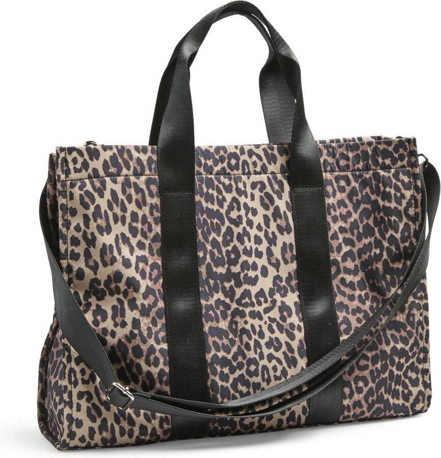 PIECES shopper PCSARAH met panterprint bruin zwart