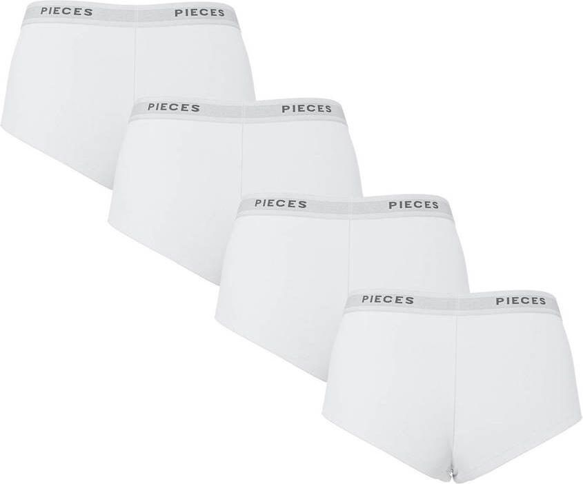 PIECES short PCLOGO (set van 4) wit