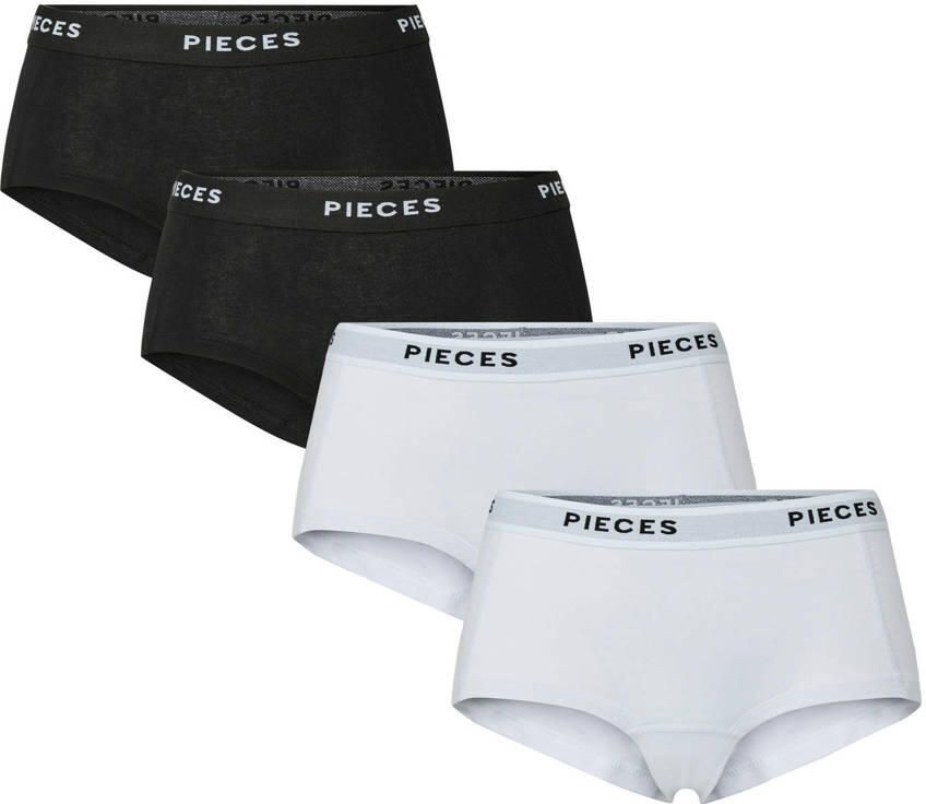 PIECES short PCLOGO (set van 4) zwart wit