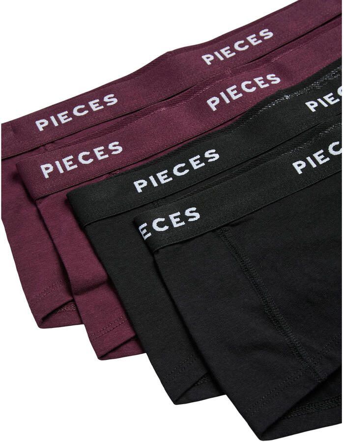 Pieces Hipster PCLOGO LADY 4 PACK SOLID NOOS BC (4 stuks Set van 4) - Foto 2