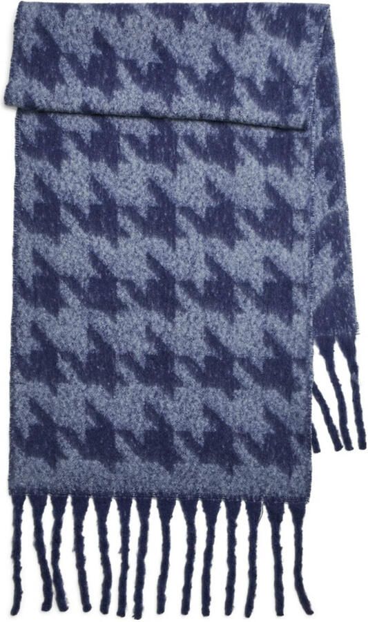 PIECES sjaal met franjes PCRONI blauw